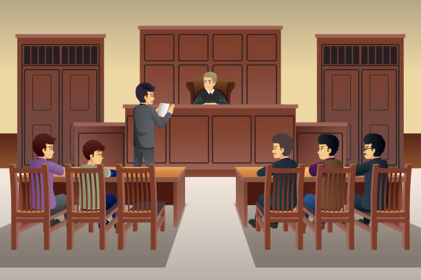 An illustration of court interpreter services in action